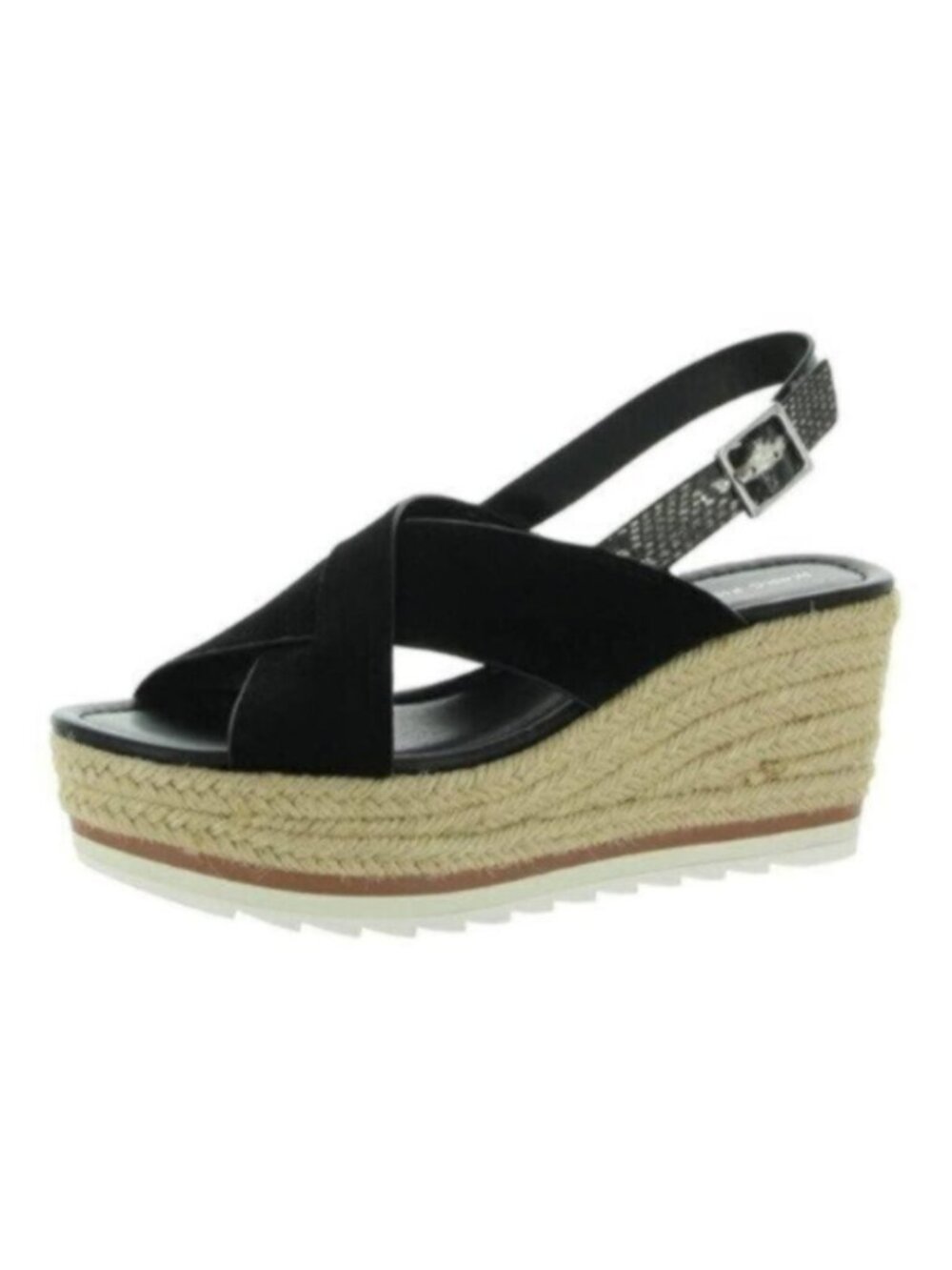 NEW Marc Fisher Black Espadrille Wedge Sandal 8.5